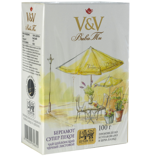 V&amp;amp;V VIVA TEA черный чай 100 гр БЕРГАМОТ СУПЕР ПЕКОЕ