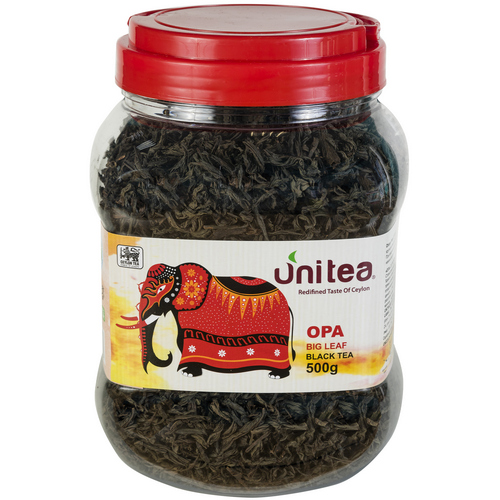 UNITEA черный чай 500 гр пластиковая банка ОПА (OPA BIG LEAF BLACK TEA)