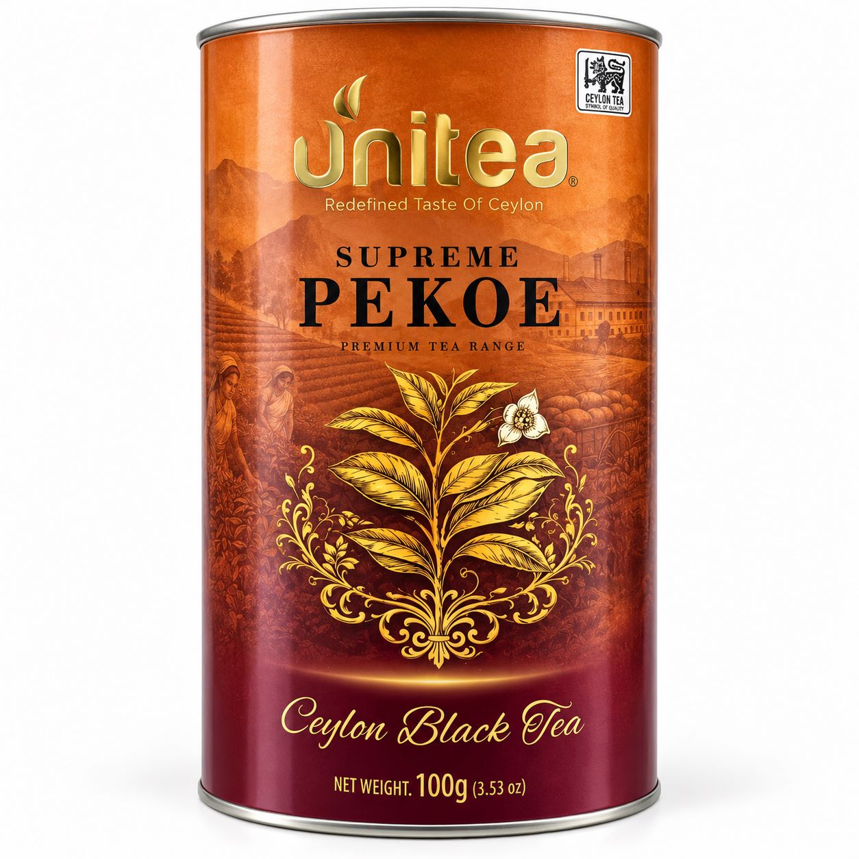 UNITEA Чёрный чай 100 г Суприм Пекое тубус