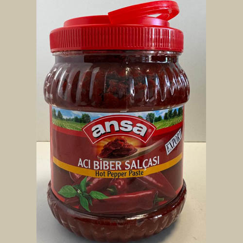 ANSA Перцовая паста 1600 гр, густая, по-деревенски, острая, Брикс 32-34, пластиковая банка (KOY TIPI BIBER SALCASI ACI 1/4)