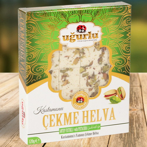 UGURLU Пишмание "Чекме халва" с фисташками 120 гр (CEKME HELVA ANTEP FISTIKLI 1/24)