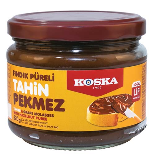 KOSKA Кунжутная паста и виноградный пекмез с пюре из фундука 320 гр (FINDIK PURELI TAHIN & PEKMEZ 1/12)
