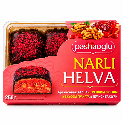 PASHAOGLU Халва арахисовая 250 г со вкусом граната в кондитерской глазури