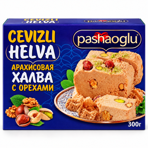 PASHAOGLU Халва арахисовая 300 г с орехами