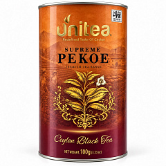 UNITEA Чёрный чай 100 г Суприм Пекое тубус