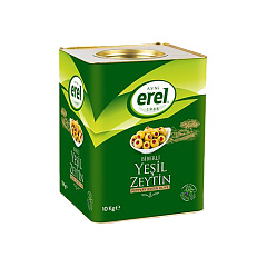 EREL Оливки колотые 10 кг калибровка 7XL/6XL 110-120 шт/кг жестяная банка (DOMAT KIRMA YESIL ZEYTIN 1/1)