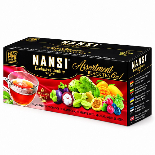 NANSI 60 пакетиков. Чёрный чай Ассорти