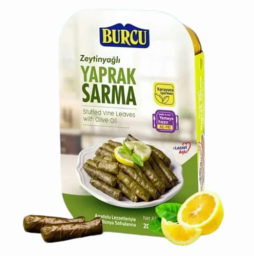 BURCU Япрак сарма в Оливковом масле 200 гр, ламистер (ZEYTIN YAGLI YAPRAK SARMA 1/8)